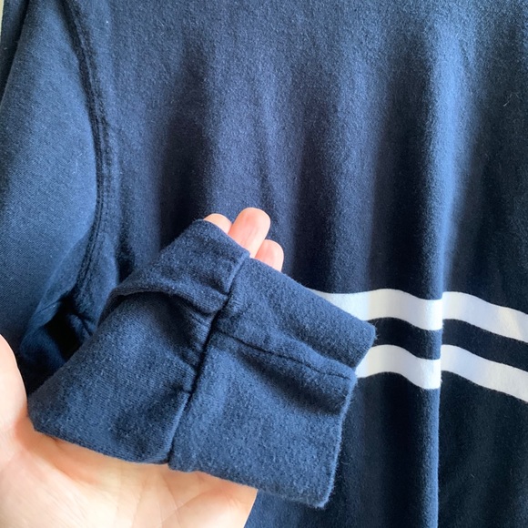 John Galt Navy + White Striped Cotton Long Sleeve - Picture 8 of 9